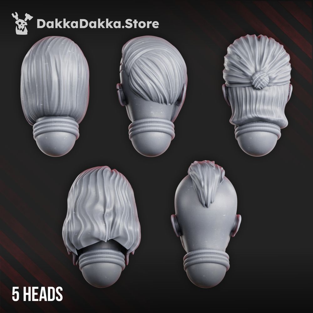 Battle Sisters War Sisters Head Bits Ebony Grail Set x5 (5 Units), Battle Sisters resin conversion bits, 28mm heroic, view 2
