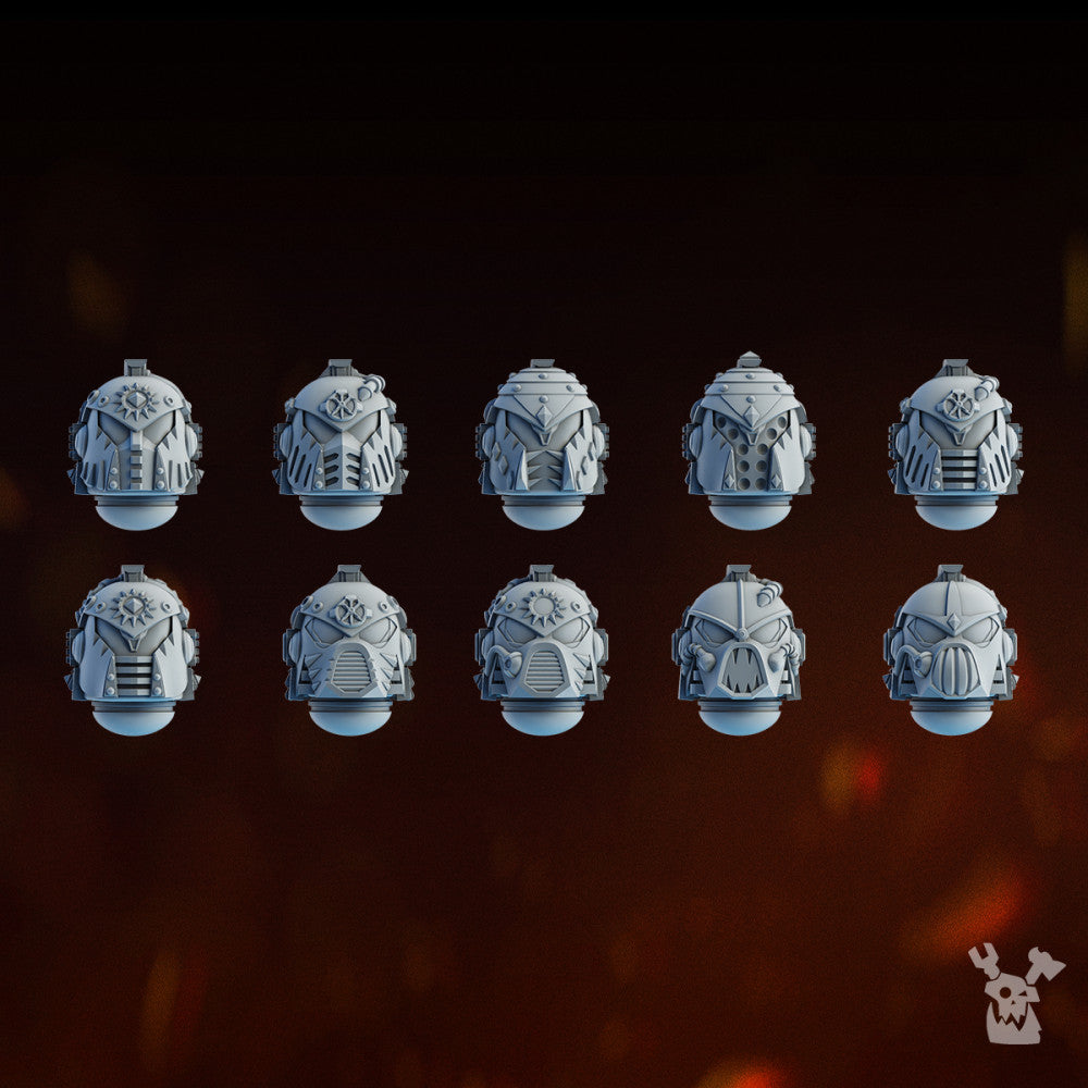 Bloodthirsty Knights Carnage Reapers Heads Set x10 (10 Units), Bloodthirsty Knights resin conversion bits, 28mm, view 2