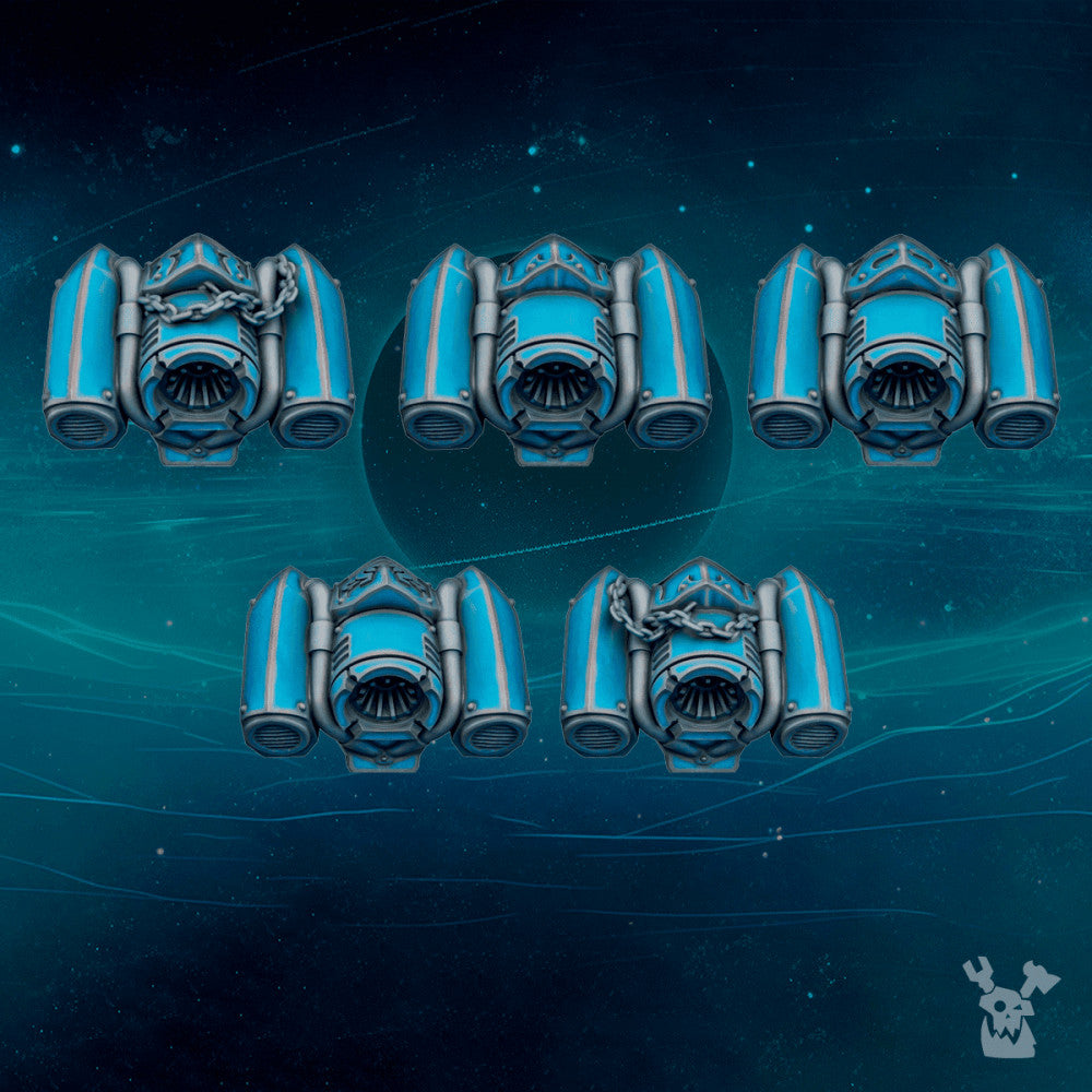 Dark Space Knights Scylla Jetpacks Set, Dark Space Knights resin conversion bits, 28mm heroic scale unpainted resin, view 2