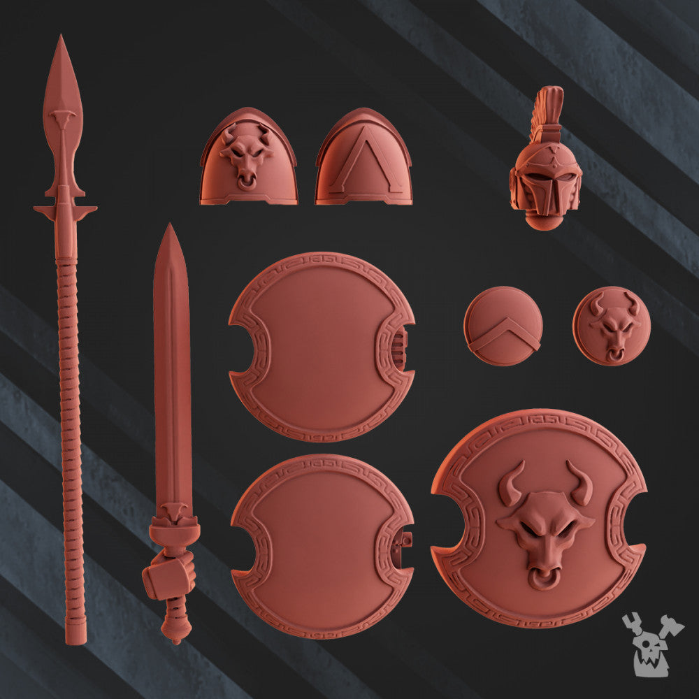 Bull Warrior Bits Set (5 Units), resin conversion bits, 28mm heroic scale unpainted resin