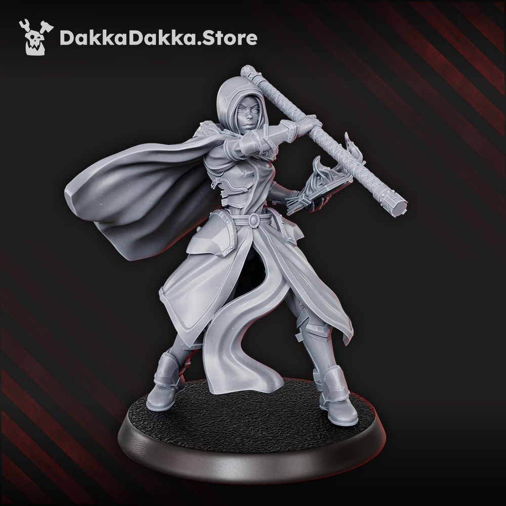 Fantasy Hero: Mage, resin miniature, 28mm heroic scale unpainted resin, view 4