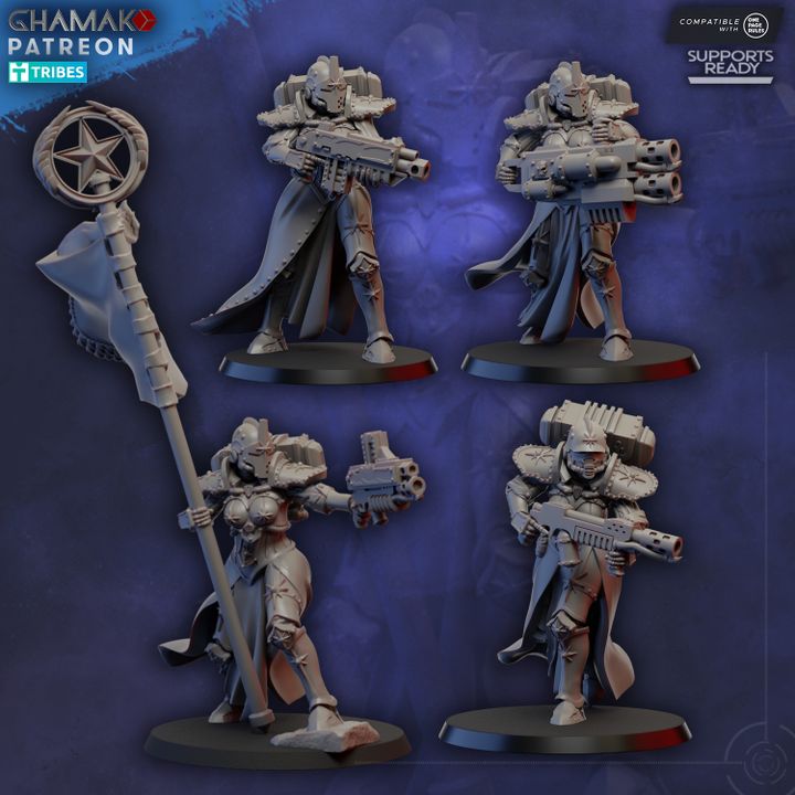 Battle Sisters Red Sisters Warriors (4 Units), Battle Sisters proxy miniature, 28mm heroic scale unpainted resin