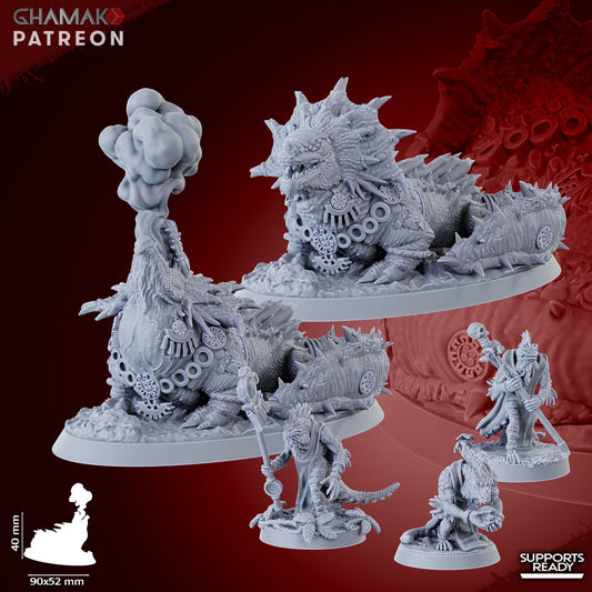 Pyro Salamander (4 Units), resin miniature, 28mm heroic scale unpainted resin, view 2