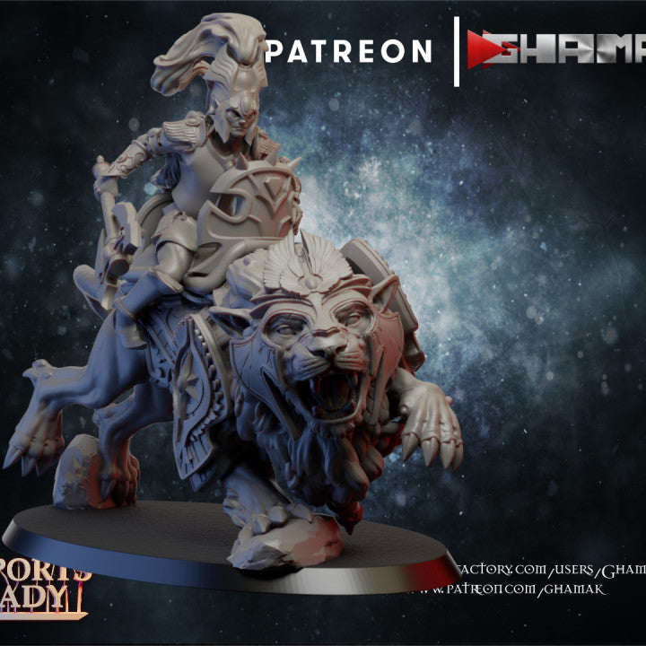 High Elf Cavalry Lion, resin miniature, 28mm heroic scale unpainted resin