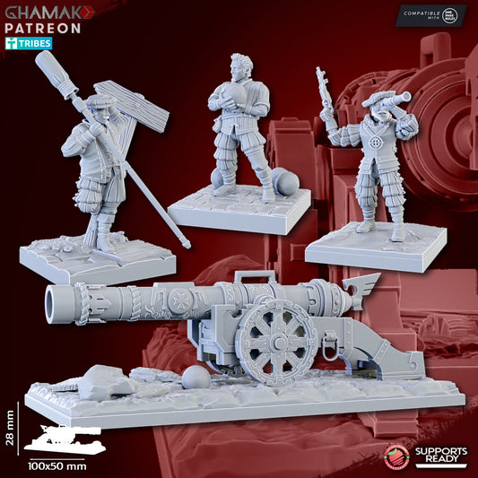 Empire Cannon, resin miniature, 28mm heroic scale unpainted resin, view 3