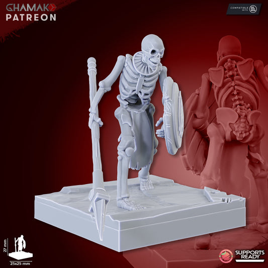 Sand Skeletons (Spearmen) (10 Units), resin miniature, 28mm heroic scale unpainted resin, view 2