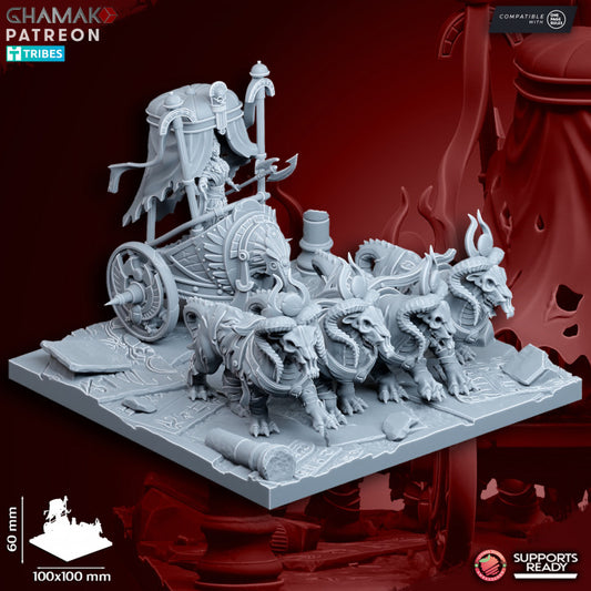 God-Queen on Chariot, resin miniature, 28mm heroic scale unpainted resin, view 3