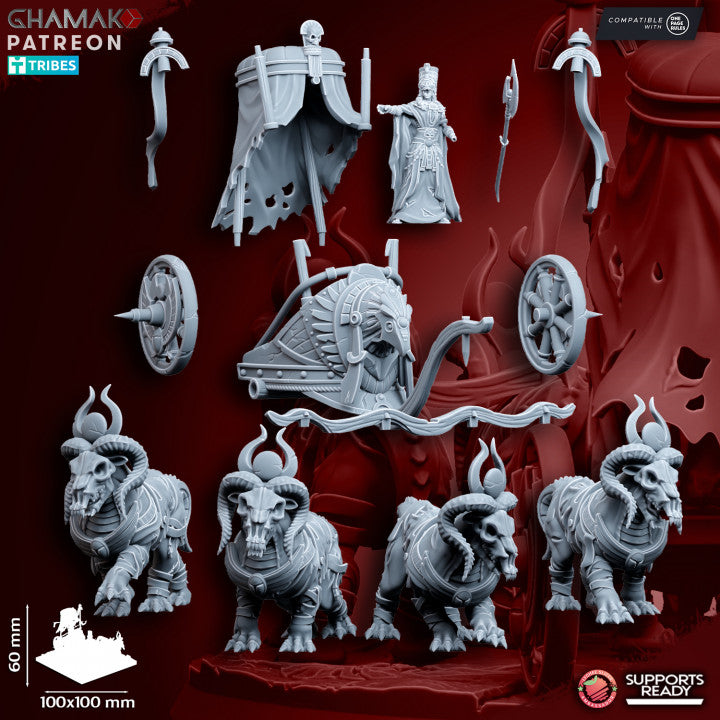 God-Queen on Chariot, resin miniature, 28mm heroic scale unpainted resin, view 7