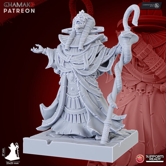 Deathsun Priest, resin miniature, 28mm heroic scale unpainted resin, view 2