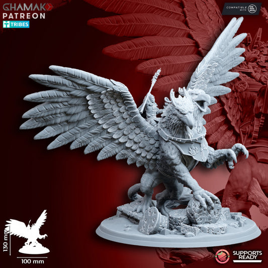 Supreme Wizard on Two-Headed Gryphon, resin miniature, 28mm heroic scale unpainted resin, view 5