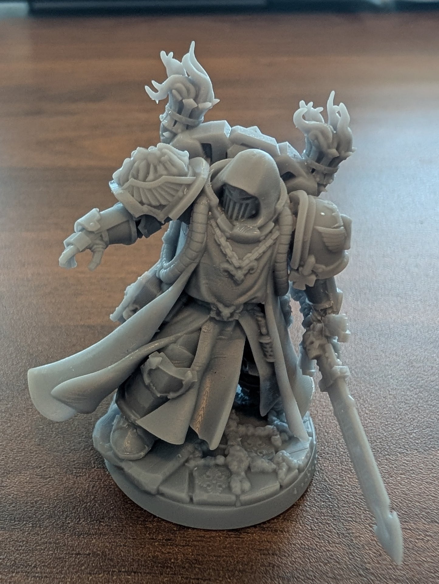 Hooded Knights Ramiel, proxy miniature, 28mm heroic scale unpainted resin, view 3