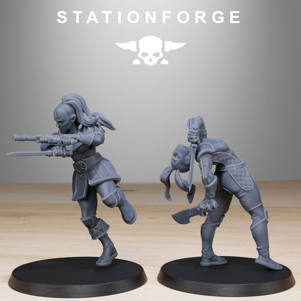 Hive Citizens GrimCorp Jesters (10 Units), Hive Citizens proxy miniature, 28mm heroic scale unpainted resin, view 6