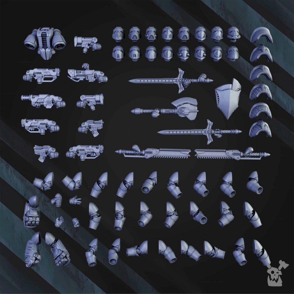 Siege Knights Of The Sky Gates (10 Units), proxy miniature, squad, 28mm heroic scale unpainted resin, view 5