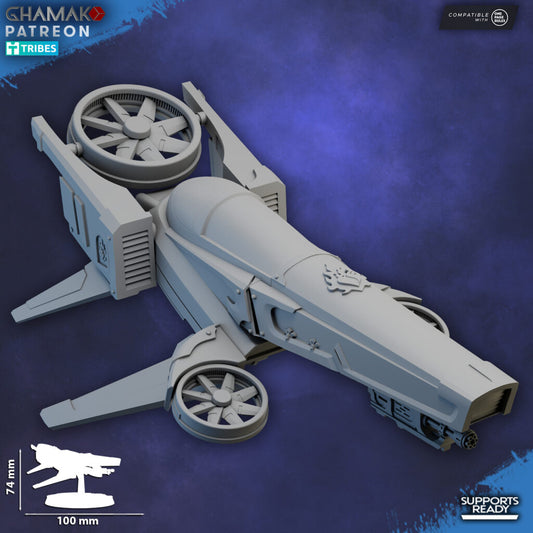 Crimson Knights Assault Speeder, proxy miniature, vehicle, 28mm heroic scale unpainted resin, view 2