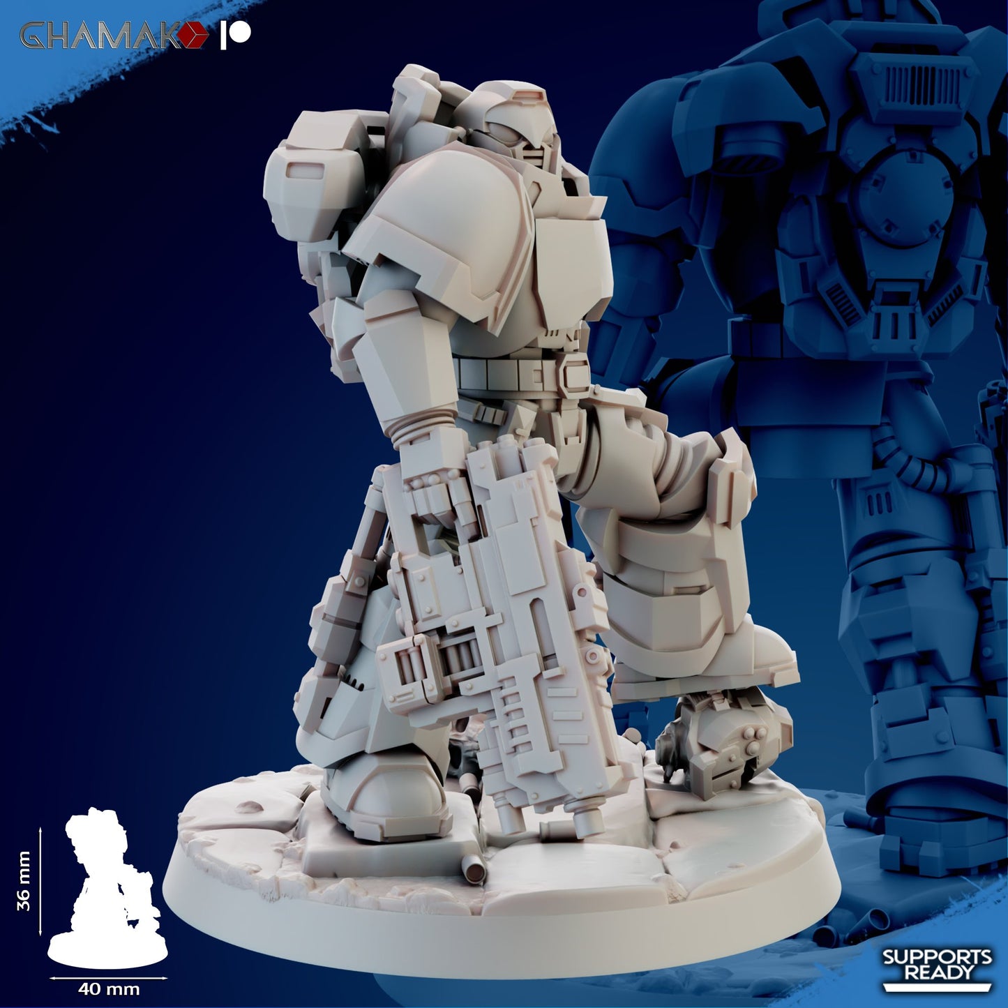 Space Knights Imperators Heavy Militum Bolter (5 Units), proxy miniature, squad, 28mm heroic scale unpainted resin, view 9
