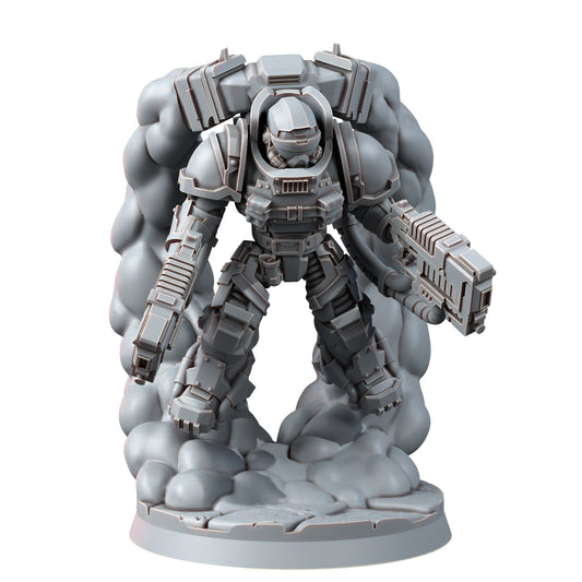 Space Knights Thunder Strikers With Plasma (3 Units), proxy miniature, squad, 28mm heroic scale unpainted resin, view 2