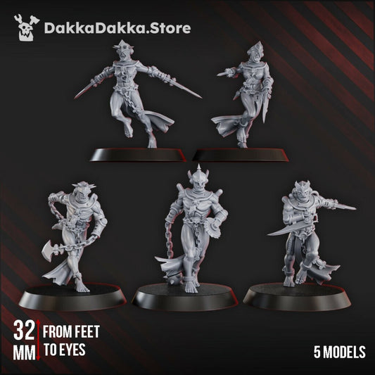 Battle Sisters Chained Bloodbearers Squad, proxy miniature, 28mm heroic scale unpainted resin, view 2