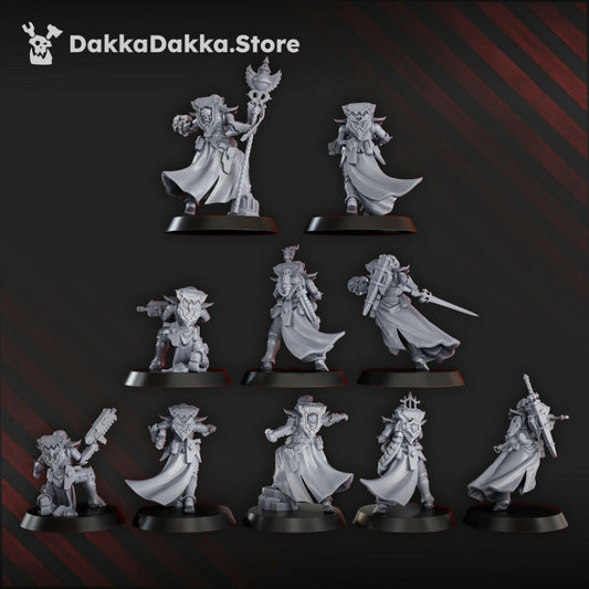 Battle Sisters Maidens Of Vengence Squad, proxy miniature, 28mm heroic scale unpainted resin, view 2