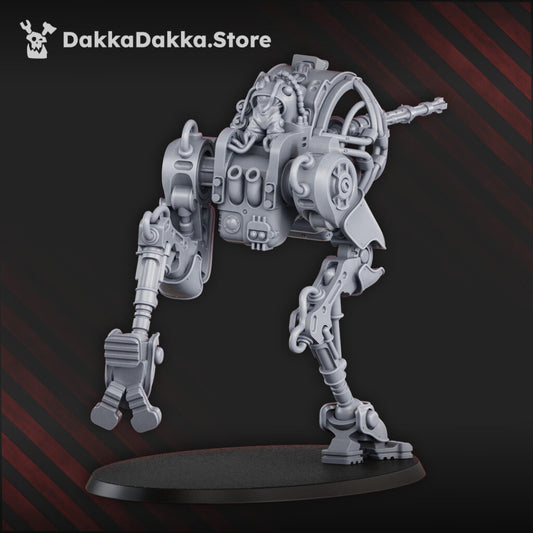 Tech Priests Cruranian Walker, proxy miniature, 28mm heroic scale unpainted resin, view 2