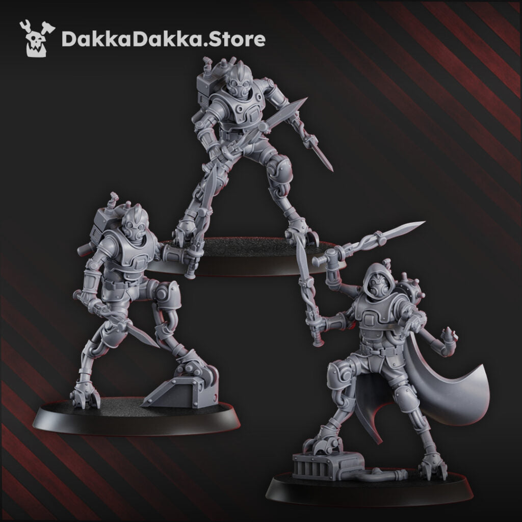 Tech Priests Persecutors Shredkeens Squad, proxy miniature, 28mm heroic scale unpainted resin, view 4