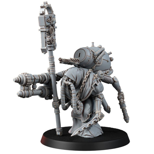 Tech Priests Cult Of Mars Forge Priest, proxy miniature, character, 28mm heroic scale unpainted resin, view 2