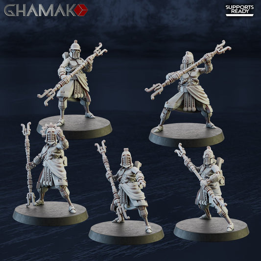 Tech Priests Cult Of Mars Olympus Devotees (5 Units), proxy miniature, squad, 28mm heroic scale unpainted resin, view 2