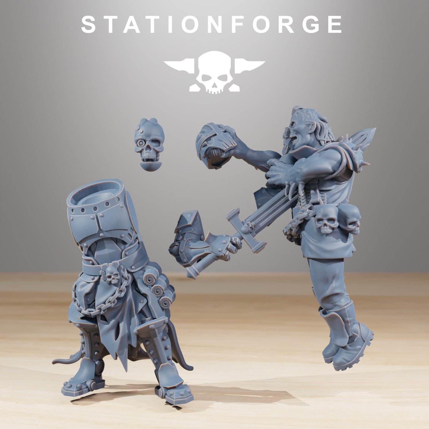 Tech Priests Pythonicus Exterminator, proxy miniature, 28mm heroic scale unpainted resin, view 3