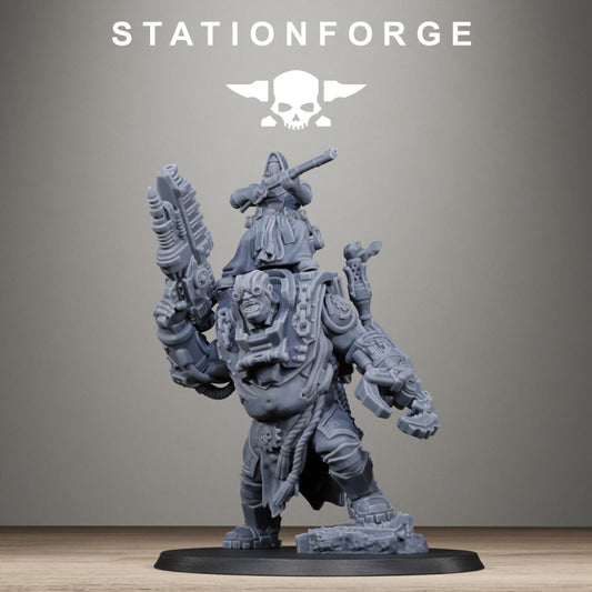Tech Priests Scavenger Beast Controllers, proxy miniature, monster, 28mm heroic scale unpainted resin, view 2