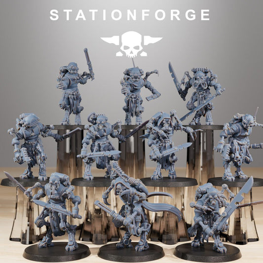 Tech Priests Scavenger Runners (10 Units), proxy miniature, squad, 28mm heroic scale unpainted resin, view 2