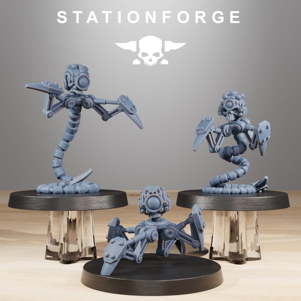 Tech Priests Servo Bots Remake V4 (3 Units), proxy miniature, squad, 28mm heroic scale unpainted resin, view 2