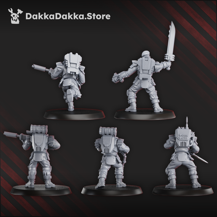 Imperial Army Phaeton Guard Special Forces Unit, proxy miniature, squad, 28mm heroic scale unpainted resin, view 8