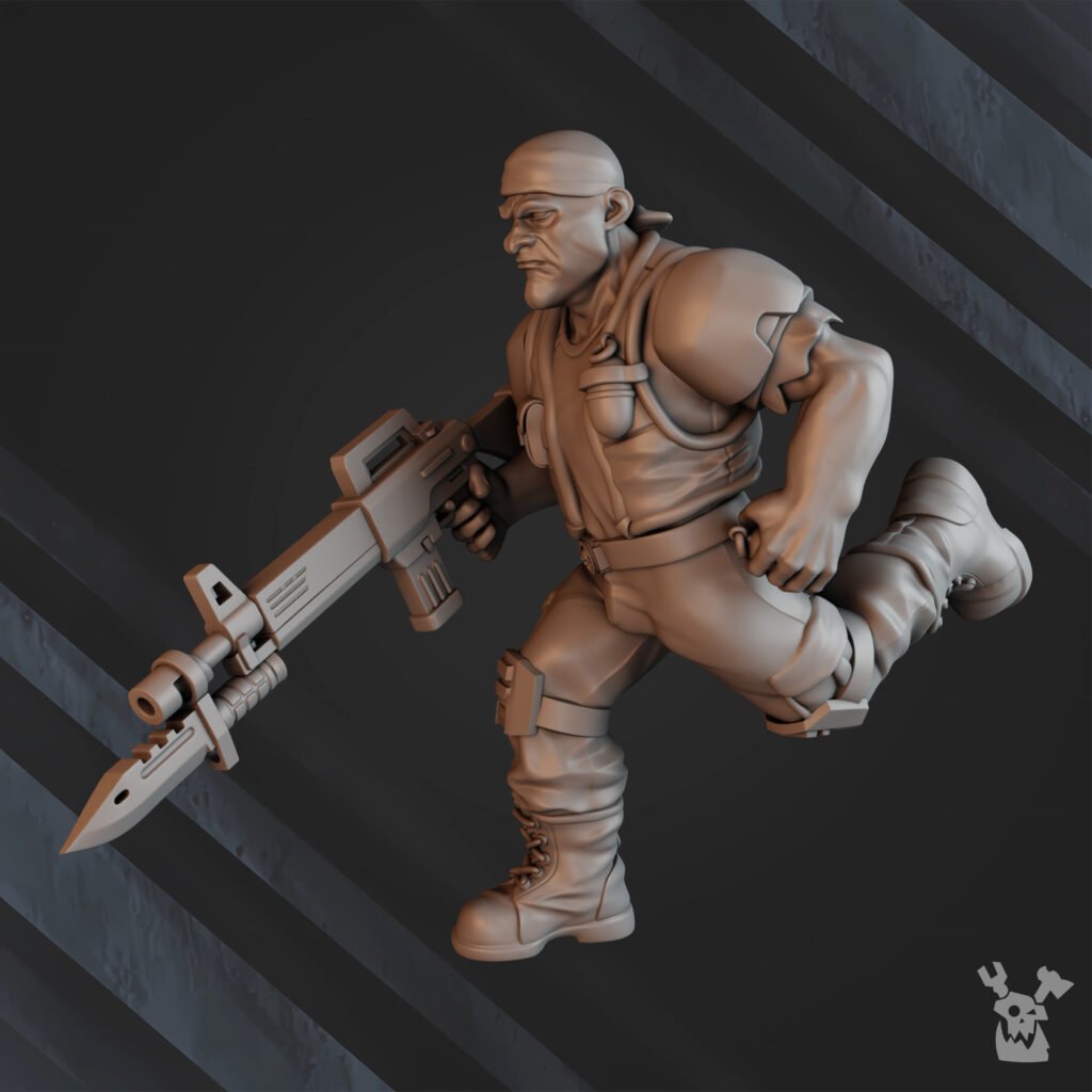 Imperial Army Regius Guard Division Commando Squad, proxy miniature, 28mm heroic scale unpainted resin, view 10