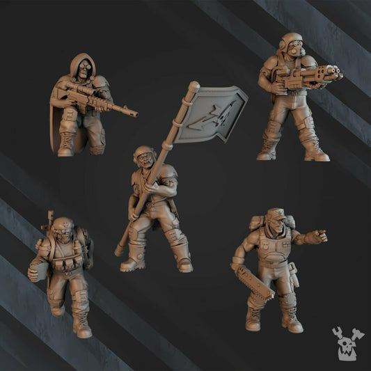 Imperial Army Regius Guard Division Lead Detachment, proxy miniature, infantry, 28mm heroic scale unpainted resin, view 2