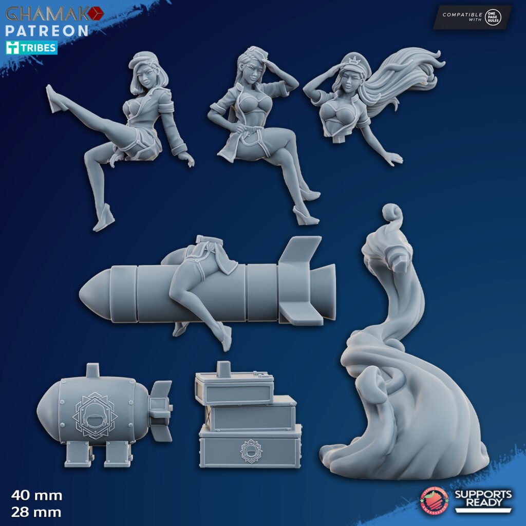Imperial Army Freedom Guard Explosive Ladies (3 Units), proxy miniature, squad, 28mm heroic scale unpainted resin, view 10