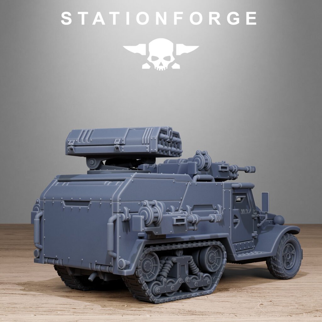 Imperial Army Free Guard Half Track, proxy miniature, infantry, 28mm heroic scale unpainted resin, view 10