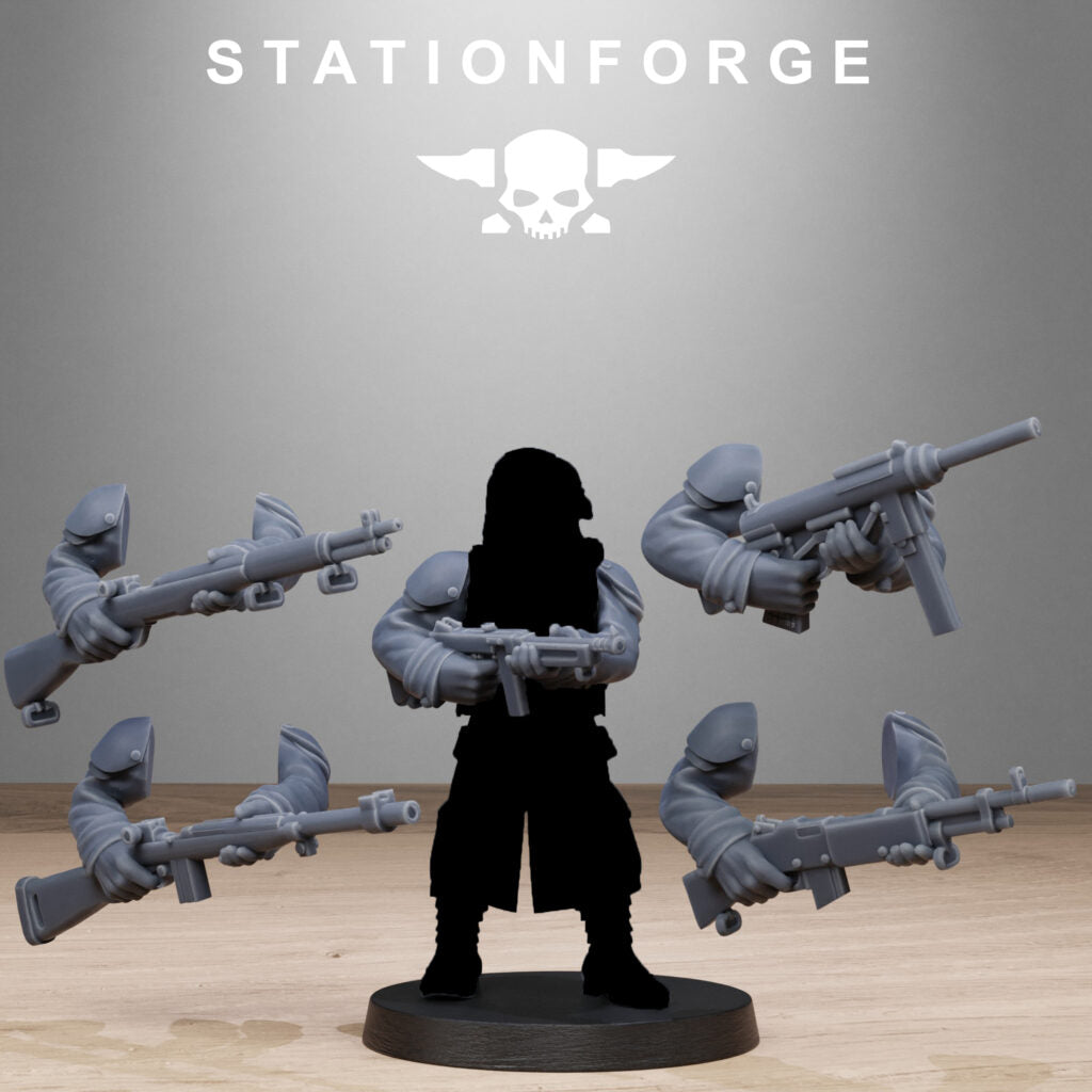 Imperial Army Grim Guard American Weapon Pack, proxy miniature, squad, 28mm heroic scale unpainted resin, view 10