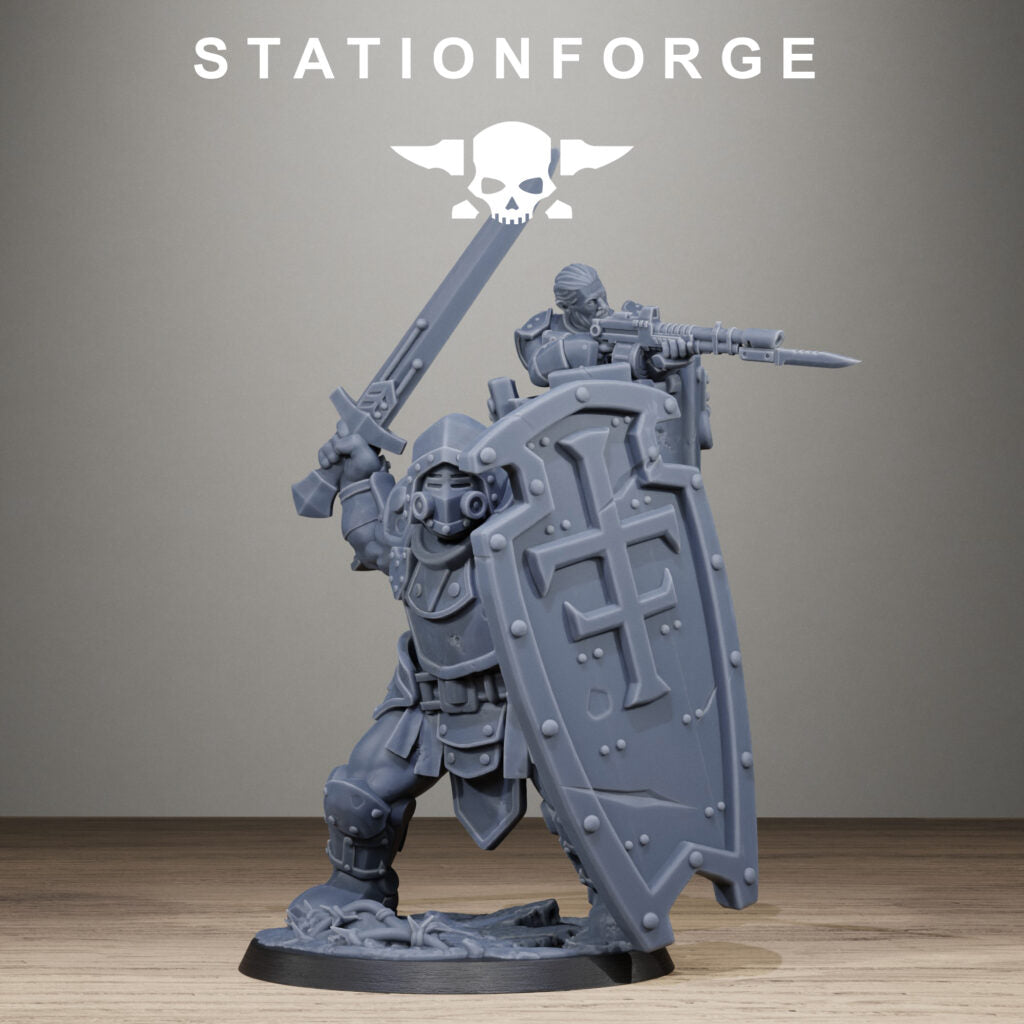 Imperial Army Royal Guard Shield Bearer, proxy miniature, infantry, 28mm heroic scale unpainted resin, view 10