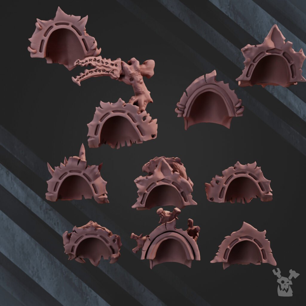 Plague Knights Shoulder Pads Set V2, resin conversion bits, 28mm heroic scale unpainted resin, view 3