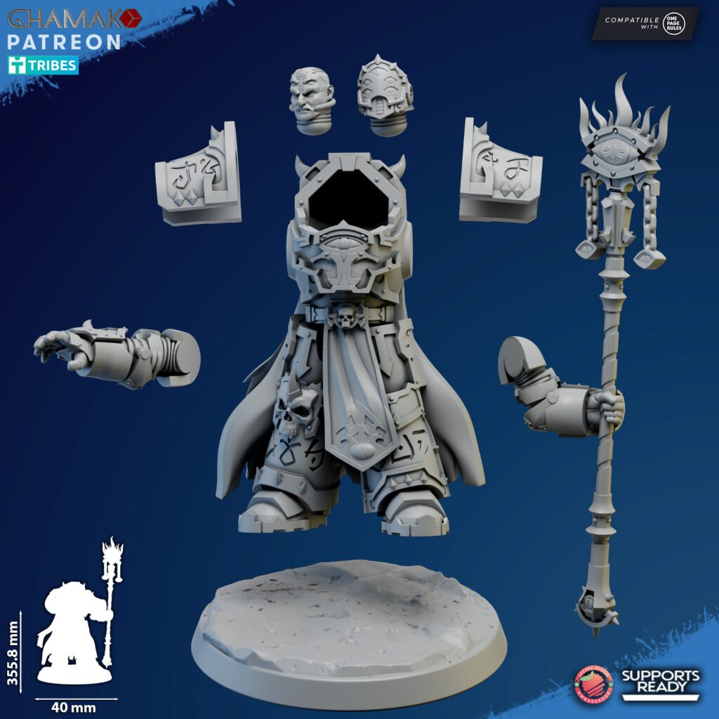 Dark Space Knights Warlock V3, proxy miniature, 28mm heroic scale unpainted resin, view 3