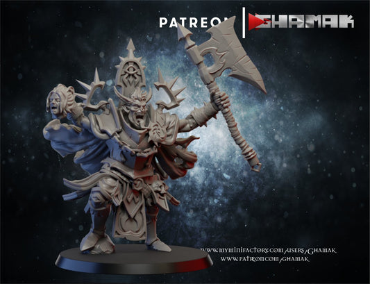 Hellspawn Altar Priest, proxy miniature, character, 28mm heroic scale unpainted resin, view 2