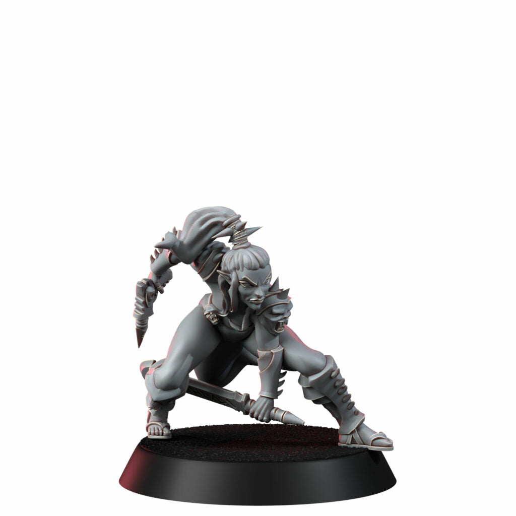 Eldar Futuristic Space Dark Elves Witches Squad, proxy miniature, 28mm heroic scale unpainted resin, view 9