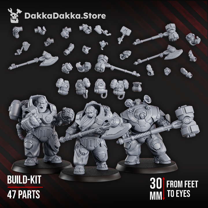 Space Dwarf Mithrilclad Sentinels Build Kit, proxy miniature, 28mm heroic scale unpainted resin, view 10