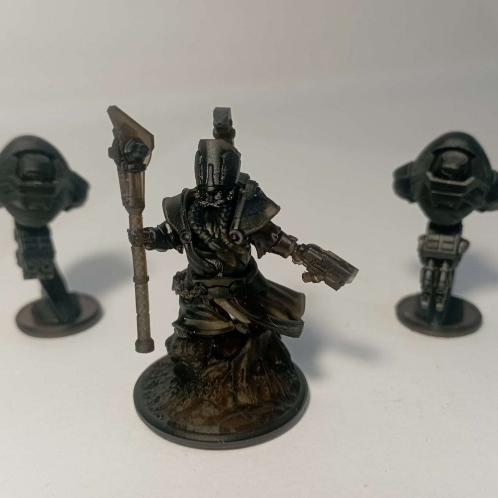 Space Dwarf Sorcerer-Thane Thaurizan, proxy miniature, 28mm heroic scale unpainted resin, view 9
