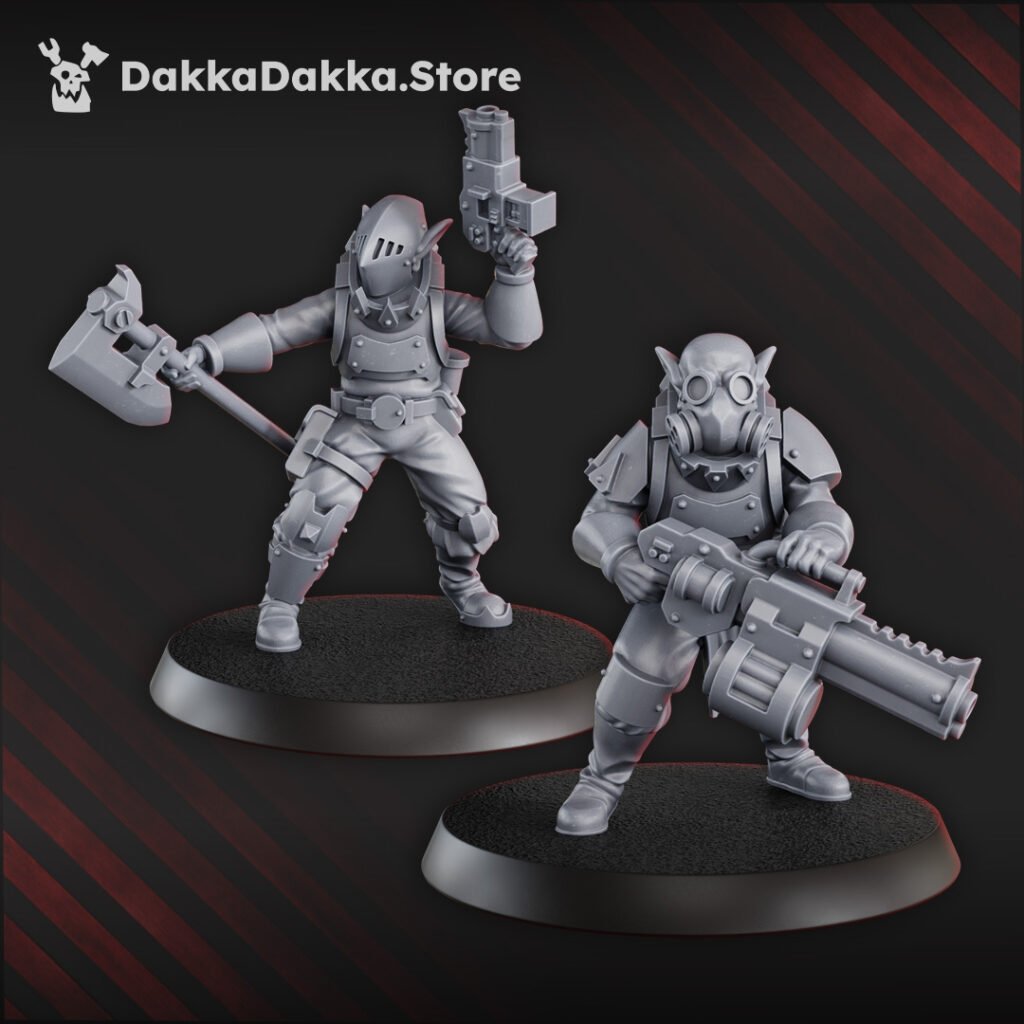 Orks Tactic Squad, proxy miniature, 28mm heroic scale unpainted resin, view 5