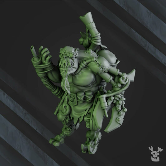 Orks Lecta Da Sawbones, proxy miniature, 28mm heroic scale unpainted resin, view 2