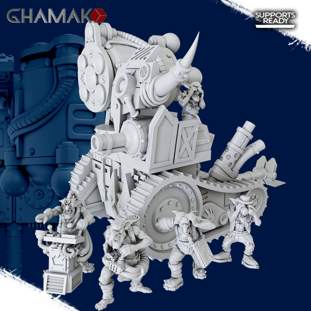 Orks Kannon Argh With Krew, proxy miniature, 28mm heroic scale unpainted resin, view 2