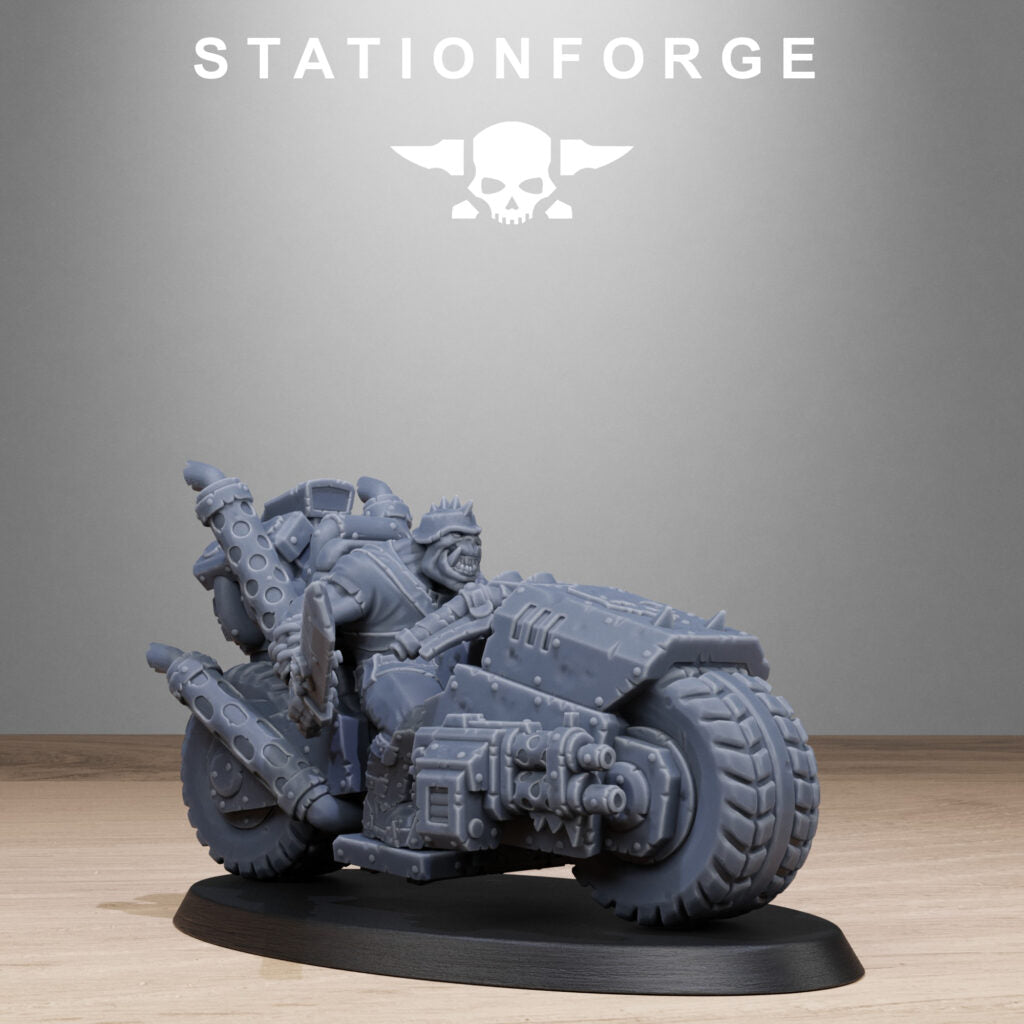 Orks Bikers, proxy miniature, 28mm heroic scale unpainted resin, view 10