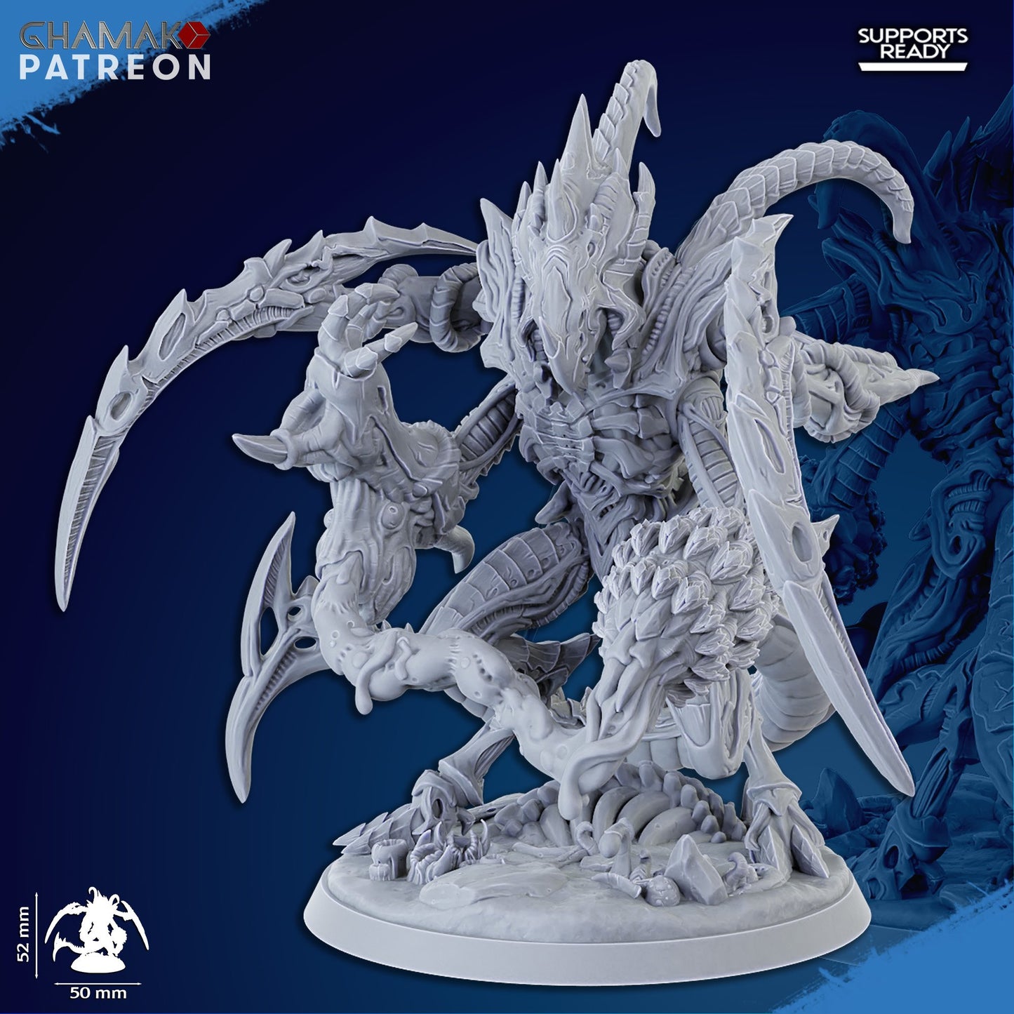 Bio Swarm Warrior Xanaxos, proxy miniature, monster, 28mm heroic scale unpainted resin, view 3