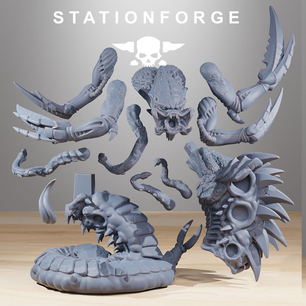 Bio Swarm Brainiac, proxy miniature, 28mm heroic scale unpainted resin, view 5