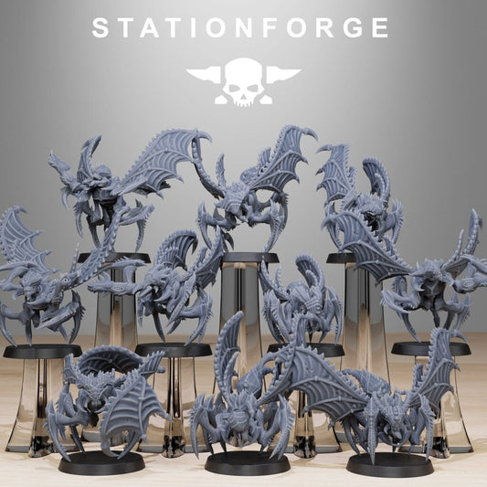 Bio Swarm Flying Crawlers (10 Units), proxy miniature, squad, 28mm heroic scale unpainted resin, view 2